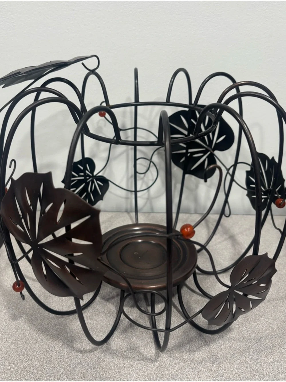 Decorative Black Metal Leaf Candle Holder by Partylite - Picture 2 of 12